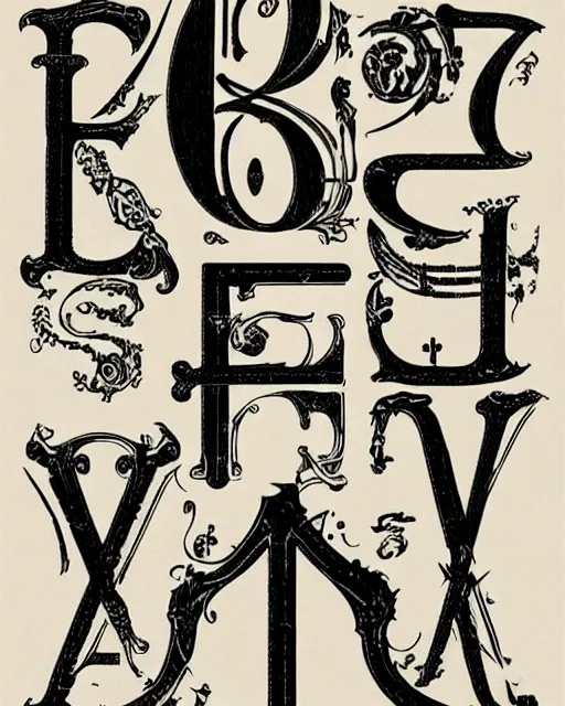 Image similar to type specimen alphabet, gothic sans-serif font alphabet