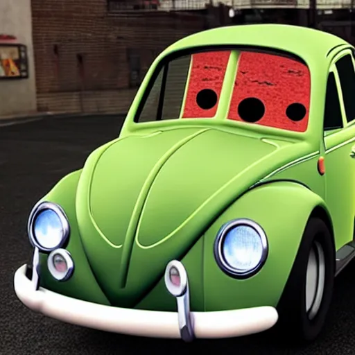 Image similar to mater from pixar cars is a volkswagen beetle