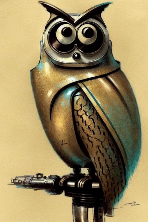 Image similar to (((((1950s retro robot owl . muted colors.))))) by Jean-Baptiste Monge !!!!!!!!!!!!!!!!!!!!!!!!!!!!!!