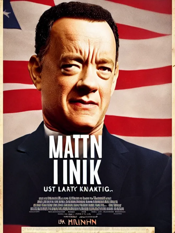 Image similar to biopic movie poster featuring a proud Tom Hanks as Martin Luther King, realistic, dramatic, studio lighting, 8k, realistic, ultrarealistic, IMDB top 5,