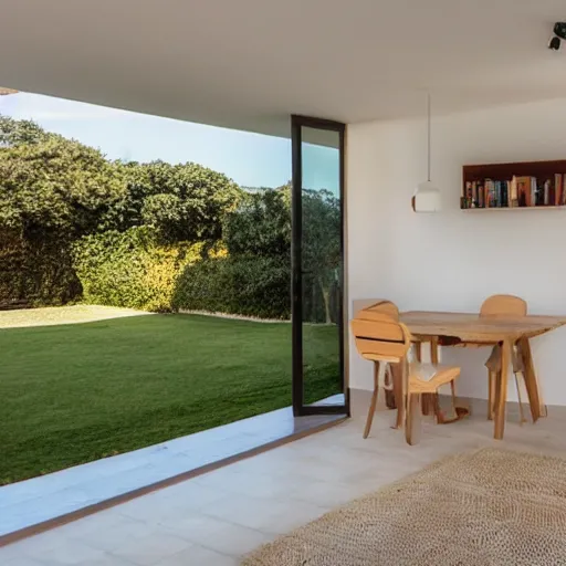 Prompt: casa de madera pequena - cupulas - curbas - cristal - foto profesionales - interior