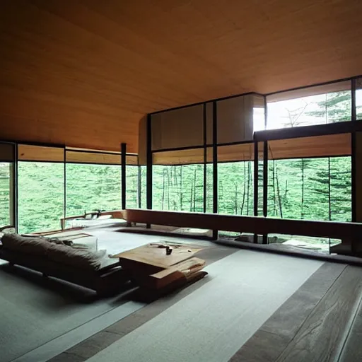 Image similar to “extravagant luxury mountain home, in Karuizawa, by Tadao Ando, modern rustic”