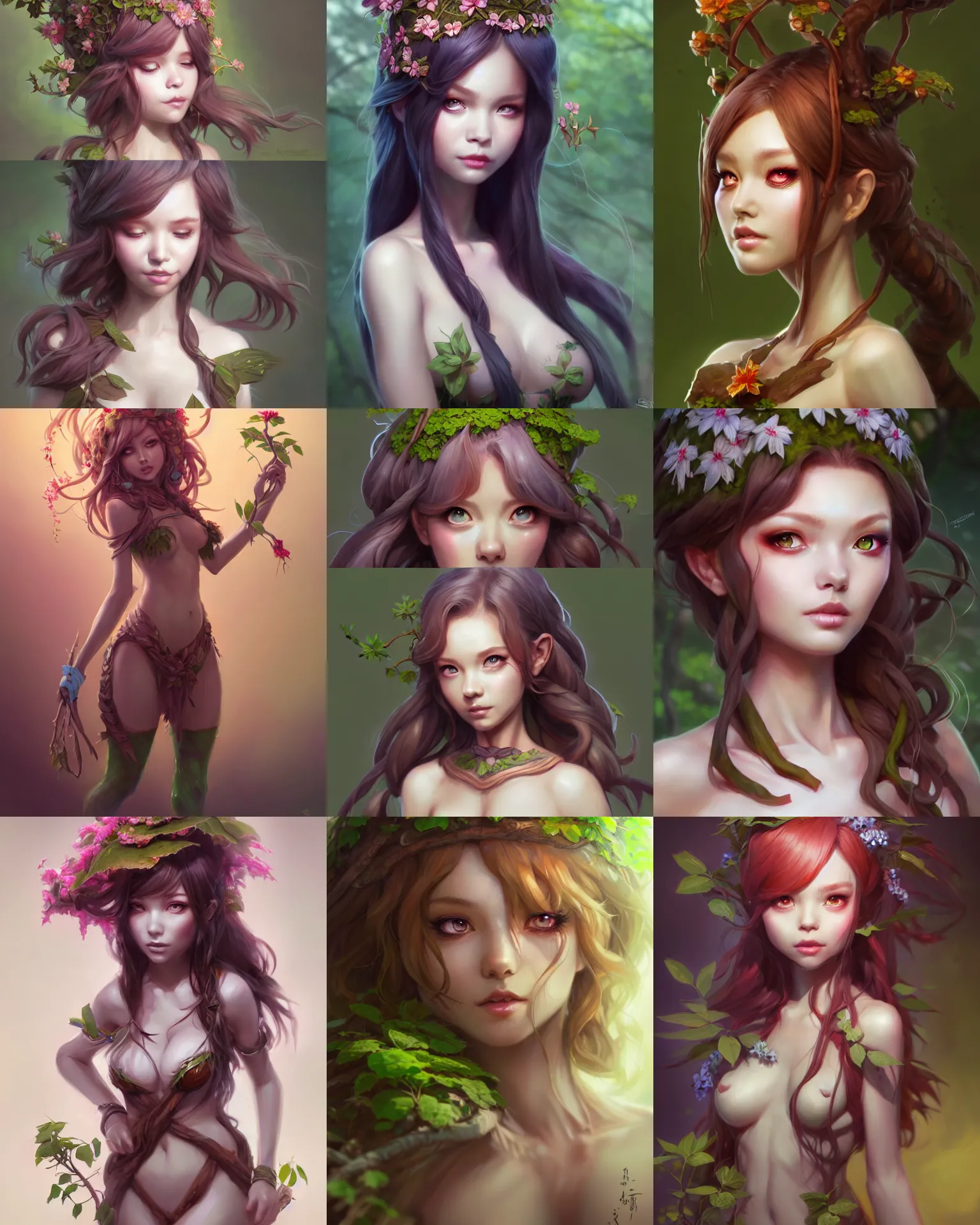 Prompt: Character concept art of Ssunbiki as a dryad || cute-fine-face, pretty face, realistic shaded Perfect face, fine details by Stanley Artgerm Lau, WLOP, Rossdraws, James Jean, Andrei Riabovitchev, Marc Simonetti, and Sakimichan, tranding on artstation