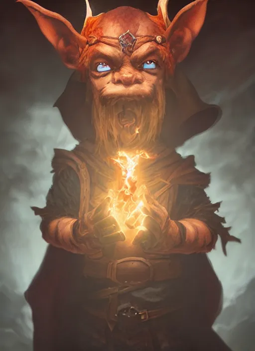 Prompt: A fantasy comic book style portrait painting of a hogoblin as a Sorcerer in a atmospheric dark fortress, unreal 5, DAZ, hyperrealistic, octane render, RPG portrait, ambient light, dynamic lighting