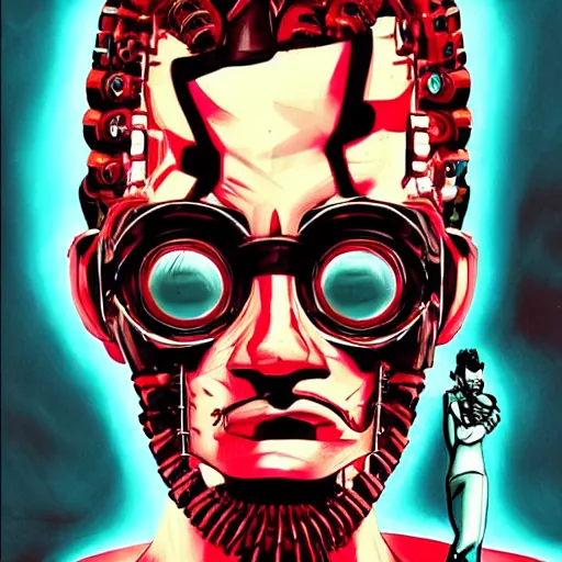 Prompt: portrait of tyler durden, biomechanical cyborg, cyberpunk, futuristic, elegant, artistic, jamie hewlett style