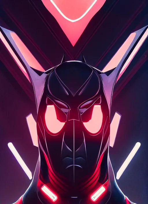 Image similar to symmetry!! portrait of batman beyond, 1 9 9 9 series, skinny, sci - fi, tech wear, glowing lights!! intricate, elegant, highly detailed, digital painting, artstation, concept art, smooth, sharp focus, illustration, art by artgerm and greg rutkowski and alphonse mucha