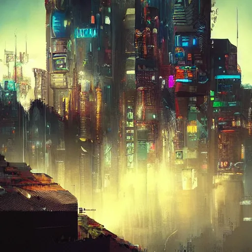 Prompt: Cyberpunk Tallinn beautiful detailed visionary digital art with modern colors by Maciej Rebisz