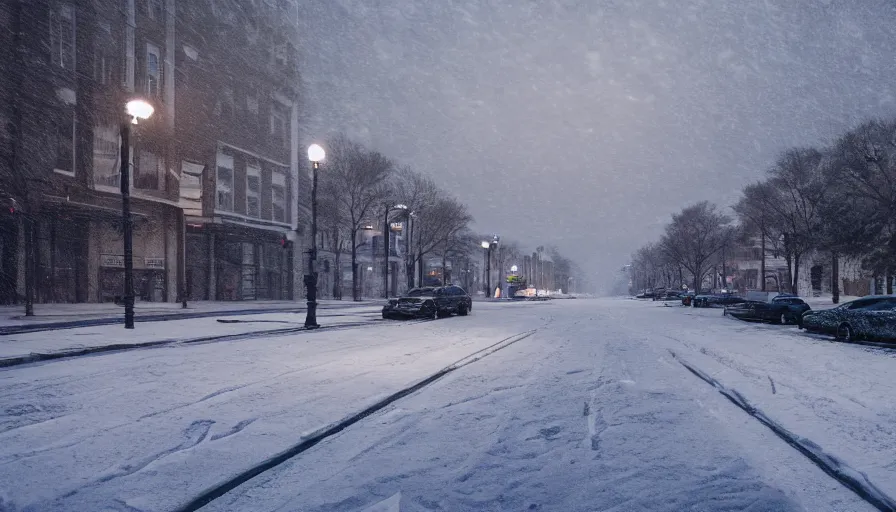 Prompt: empty streets of snowy washington dc, snow dunes, winter, snowing, hyperdetailed, artstation, cgsociety, 8 k