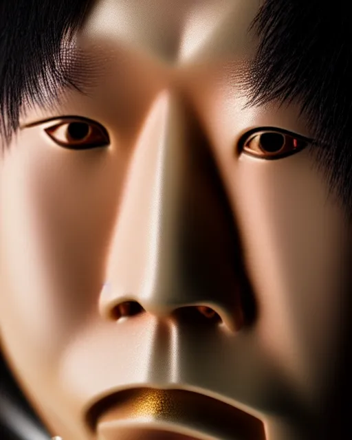 Prompt: a close face - up photography of famous japanese rock singer 尾 崎 豊, highly detailed, 8 k, golden hour