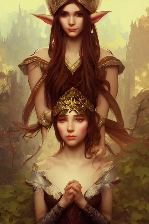 Image similar to beautiful, beautiful elf, final fantsy, digital painting, portrait , cinematic lighting, highly detailed, artstation, concept art, illustration, smooth, sharp focus, editor's pickup, trending on artstation, trending on deviantart, alphonse mucha, WLOP