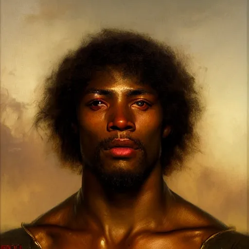 Image similar to a portrait of a good - lookiung black boy god,, high detail, cleary see face, by gaston bussiere, bayard wu, greg rutkowski, odd nerdrum, maxim verehin, dan dos santos, masterpiece, sharp focus, cinematic lightning - h 7 6 8