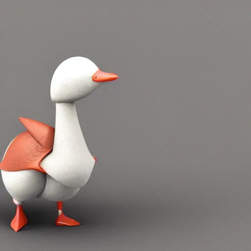 Prompt: Clay render of a cute robotic Goose saying hi; trending on artstation, Octane render, Unreal Engine, highly detailed