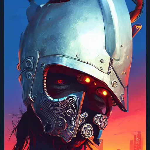 Image similar to cyberpunk viking helmet mask warrior goddess robot ninja fantasy, art gta 5 cover, official fanart behance hd artstation by jesper ejsing, by rhads, makoto shinkai and lois van baarle, ilya kuvshinov, ossdraws