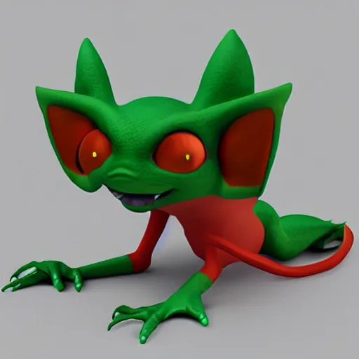 Image similar to poorly badly rendered 3 d gremlin character