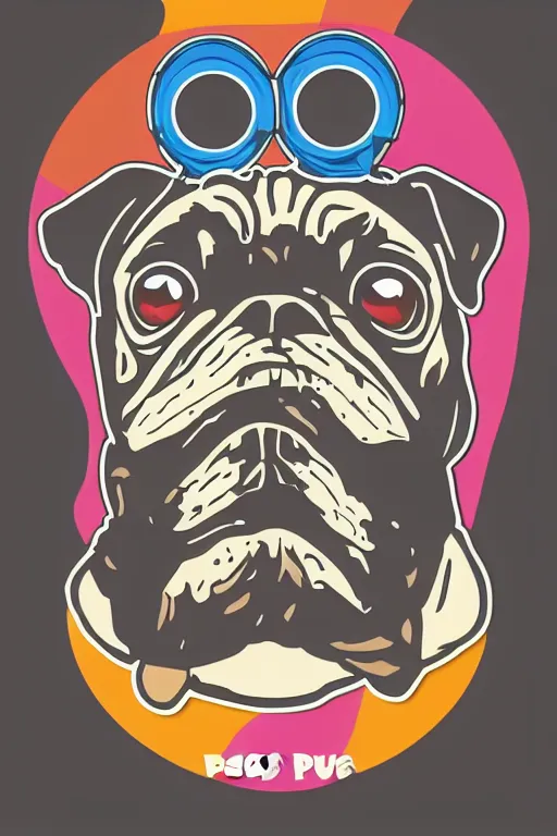 Image similar to Portrait of a drug dealer pug, sticker, andromorphic, colorful, illustration, highly detailed, simple, smooth and clean vector curves, no jagged lines, vector art, smooth