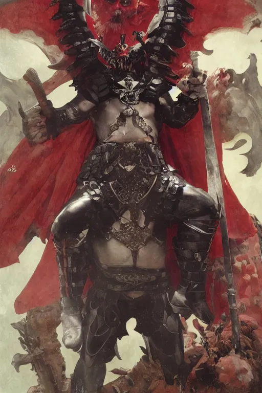 Image similar to huge gunter schlierkamp as demon king wearing cape and black armour, alex ross, jack kirby, sergey kolesov, jason fabok, lawrence alma tadema, norman rockwell, greg staples, rick berry, jeremy mann