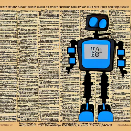 Image similar to a robot with a bible preaching the gospel over the internet, digital art