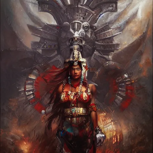 Image similar to rise of the aztec empire by raymond swanland, highly detailed