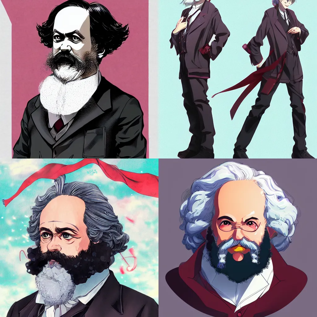 Prompt: Karl Marx as an anime girl, WLOP, Artstation