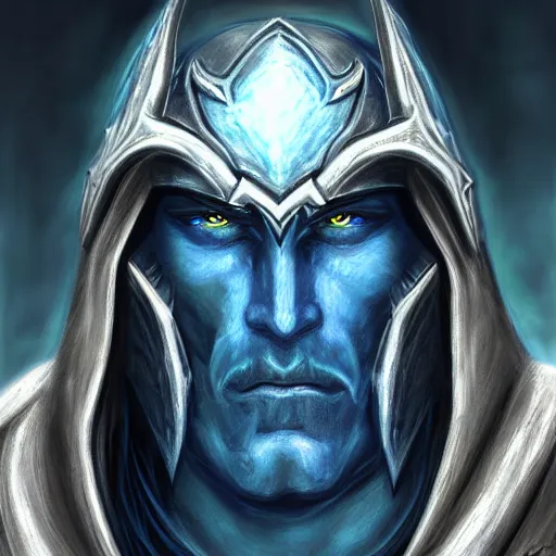 Prompt: portrait of arthas from warcraft, highly detailed, centered, solid color background, digital painting
