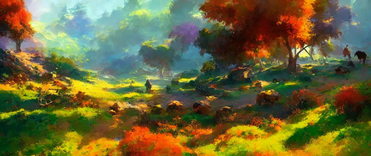 Image similar to A colorful landscape photo by Craig Mullins