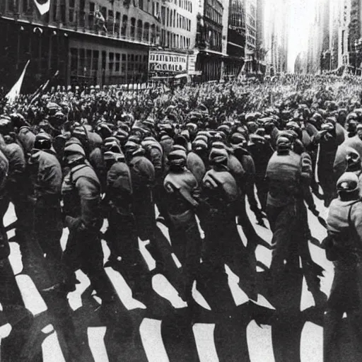 Prompt: detailed modern photograph of nazis marching through new york city