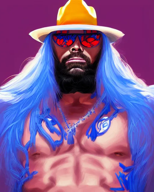 Prompt: digital art, fantasy portrait of randy macho man savage, crying big blue tears, by james jean, by ross tran, ultra detailed, character design, concept art, trending on artstation,