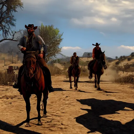 Prompt: photorealistic red dead redemption