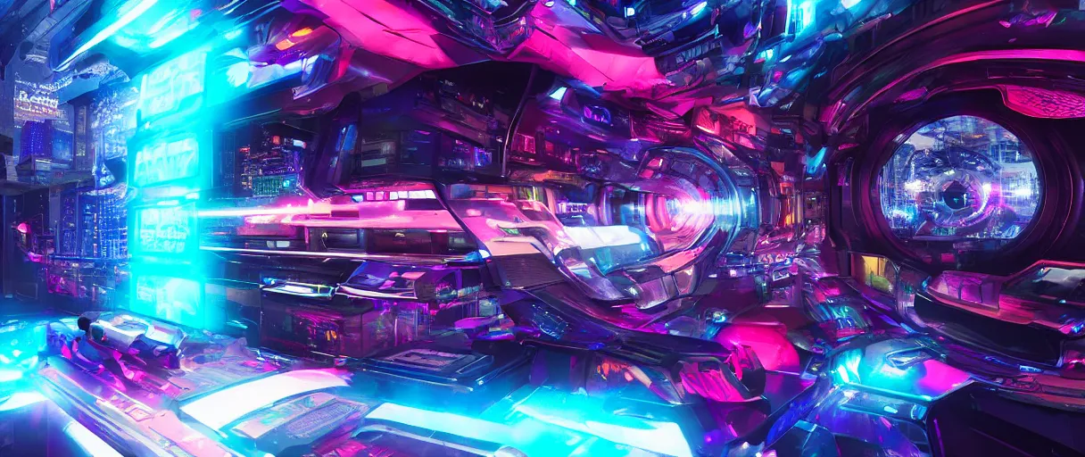 Image similar to cyberpunk holographic logo, futuristic, in the style of Pixar animation, low angle view, 16mm lens, award winning, hyper detailed, dramatic lighting, artstation, octane renderer, unreal engine