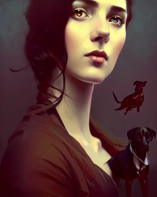 Prompt: stylized portrait by aykutmakut of an artistic pose, composition, young victorian sad fancy lady, surrounded by greyhounds, cinematic moody colors, realistic shaded, fine details, realistic shaded lighting poster by ilya kuvshinov, magali villeneuve, artgerm, jeremy lipkin and michael garmash and rob rey