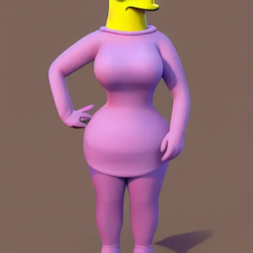 Image similar to christina hendricks as the simpsons characters, 3 d render, blender,