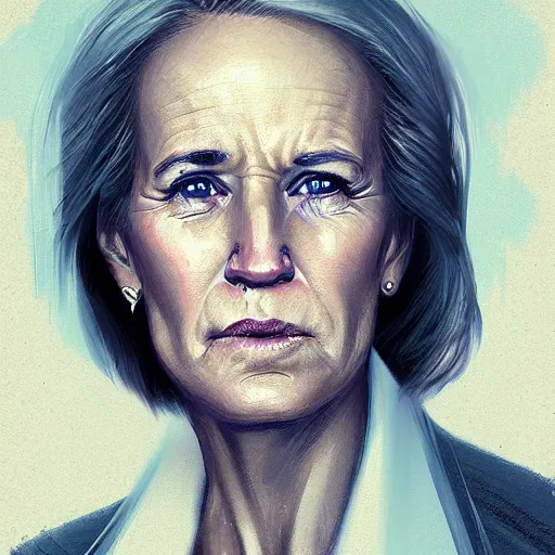 Prompt: a joe biden as a woman, digital art, 8 k resolution, very beautiful face, pretty face, very detailed eyes, by greg rutkowski wlop