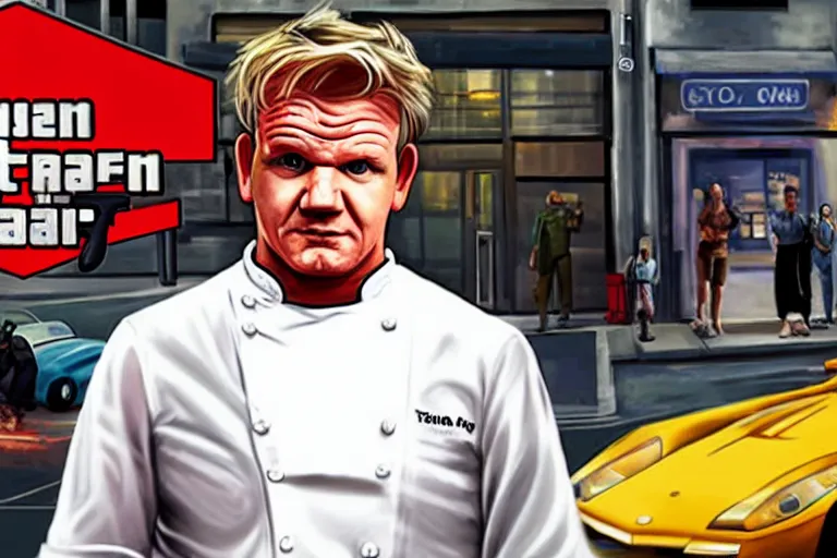 Image similar to gordon ramsay as gta art,