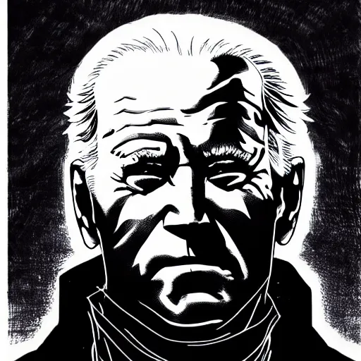 Image similar to Joe Biden looking sinister, by Tsutomu Nihei, highly detailed