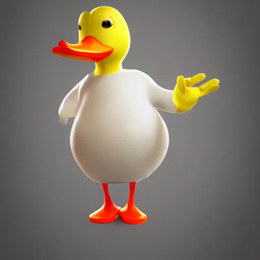 Prompt: anthropomorphic duck with human arms