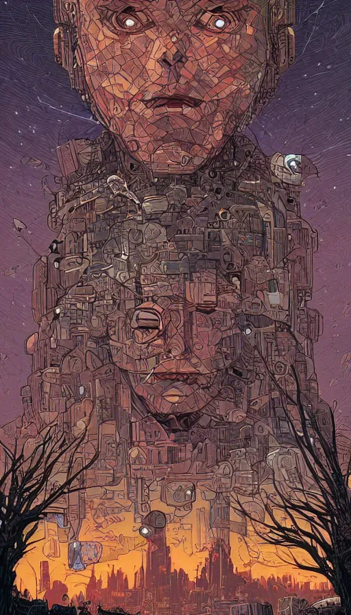 Image similar to Tha land of the forgotten androids, futurism, da vinci, Dan Mumford, Josan Gonzalez