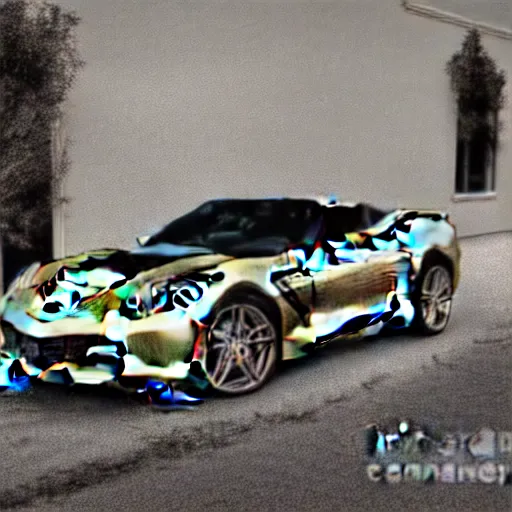 Image similar to portrait of a corvette convertible, champagne, hybrid, digital art