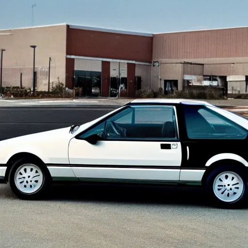 Prompt: real-view photo of a 1990's Ford Mustang prototype at a parking lot