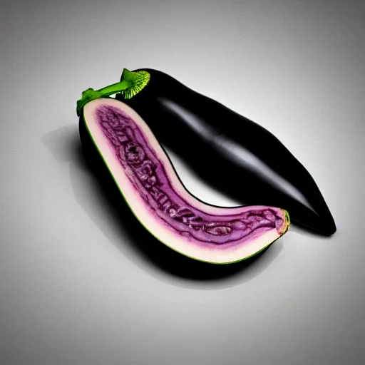 Image similar to isometric 3d render of an eggplant, white background, studio lighting