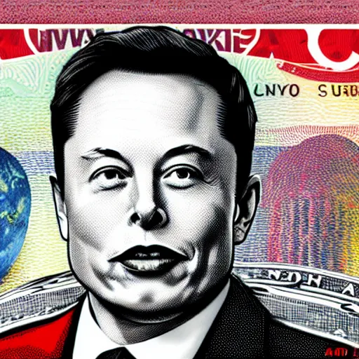 Image similar to Elon musk on the Mars Dollar bill