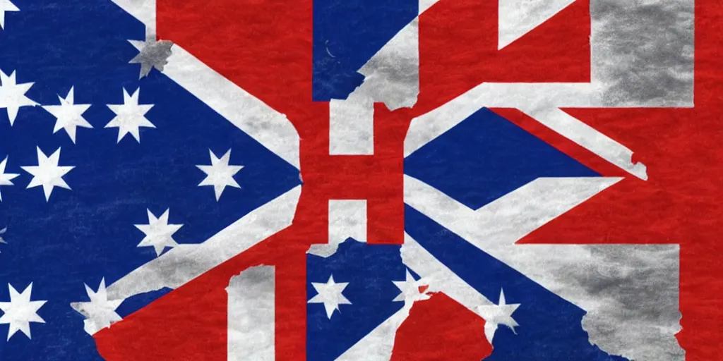 Prompt: concept for an updated australian flag, southern cross, flag, stars, white, blue, no red