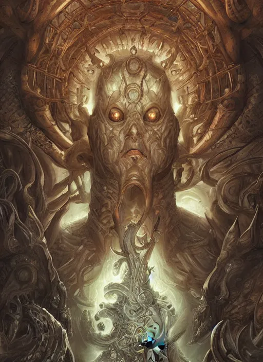 Prompt: digital _ painting _ of _ lovecraftian gods _ by _ filipe _ pagliuso _ and _ justin _ gerard _ symmetric _ fantasy _ highly _ detailed _ realistic _ intricate _ port