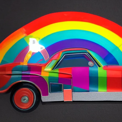 Prompt: a rainbow car