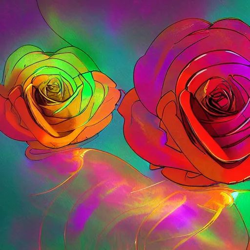 Prompt: Roses made of colorful smoke, digital art, stylized, award winning, artstation,