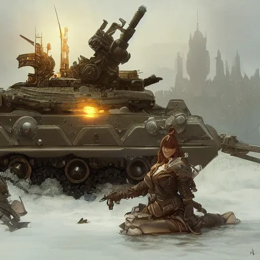 Prompt: battle tank, cinematic lighting, fantasy, warforged, intricate, highly detailed, lifelike, photorealistic, digital painting, artstation, illustration, concept art, sharp focus, art by john collier and albert aublet and krenz cushart and artem demura and alphonse mucha