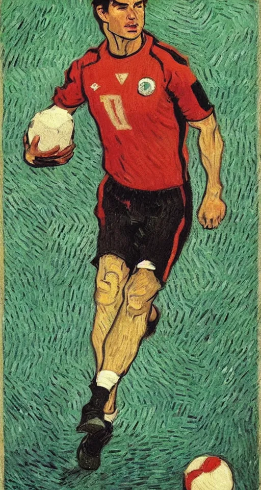 Image similar to Tom Cruise playing football by Van Gogh