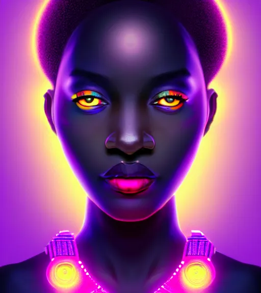 Image similar to symmetry!! african princess of technology, solid cube of light, hard edges, product render retro - futuristic poster scifi, lasers and neon circuits, beautiful dark skin african princess, intricate, elegant, highly detailed, digital painting, artstation, concept art, smooth, sharp focus, illustration, dreamlike, art by artgerm