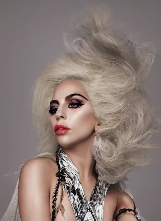 Image similar to lady gaga vogue photoshoot by nick knight editorial studio lighting Highly realistic. High resolution. Highly detailed. Dramatic. 8k.4k.