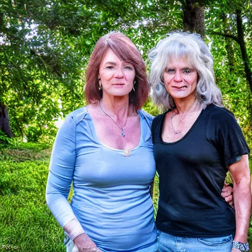 Image similar to stunning award winning hyperrealistic hdr 8 k highly detailed portrait photo of sherri and terri mackleberry as real humans