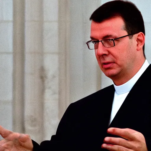 Image similar to president of serbia, aleksandar vucic as a priest